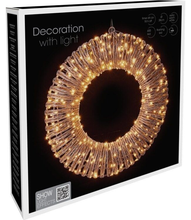 Verlichte Kerstkrans - 38 cm - 400 led