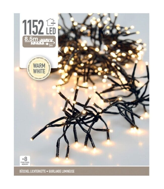 Clusterverlichting - 1152 LED - 8.5m - Timer - Lichtfuncties - warm wit