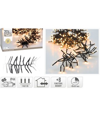 Clusterverlichting - 2016 LED - 14.6m - Timer - Lichtfuncties - extra warm wit