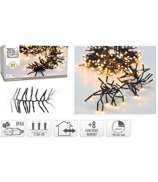 Clusterverlichting - 2016 LED - 14.6m - Timer - Lichtfuncties - warm wit