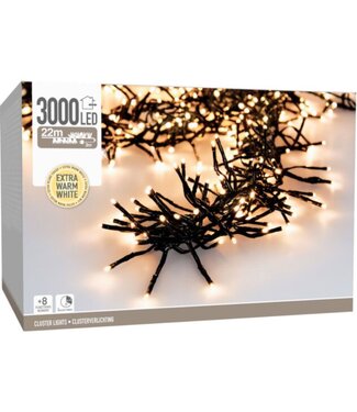 Clusterverlichting - 3000 LED - 22m - Timer - Lichtfuncties - extra warm wit