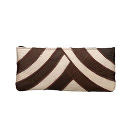 Riza Clutch Banded Brown Cream