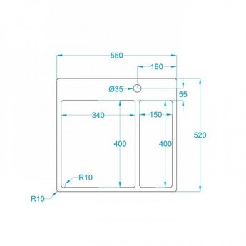 Caressi Spoelbak keuken RVS CA3415KR10