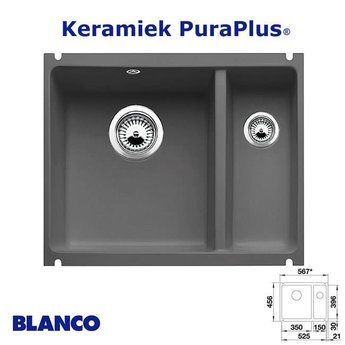 Blanco Spoelbak Blanco Subline 340/150 U Keramiek PuraPlus® onderbouw