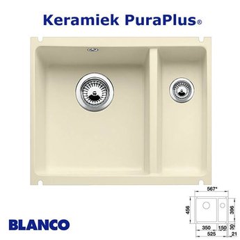 Blanco Spoelbak Blanco Subline 340/150 U Keramiek PuraPlus® onderbouw