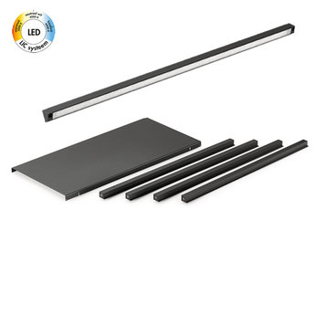 Naber Wandsysteem One | Cubo, Achterwandset met LED verlichting  300 mm| Mat zwart