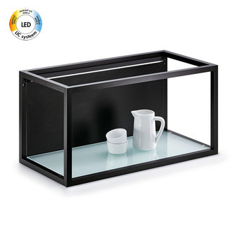 Naber Wandsysteem One | Cubo, Achterwandset met LED verlichting  900 mm| Mat zwart