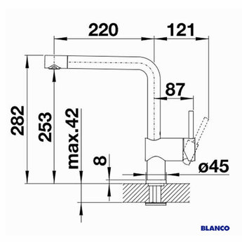 Blanco BLANCO Linus Mat zwart-525806 - Eéngreepsmengkraan