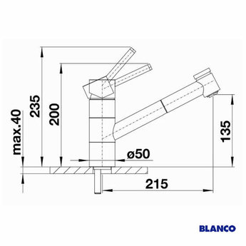 Blanco Blanco TIVO-S, Rock grey - 518798 - Eéngreepsmengkraan-Uittrekbare uitloop