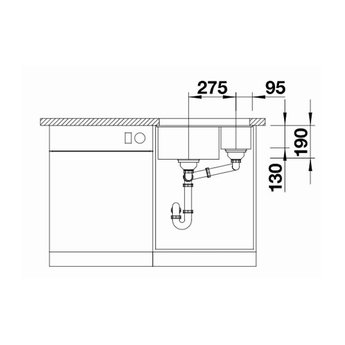 Blanco Zwarte Spoelbak Blanco SUBLINE 340/160U-525985-Black line - Onderbouw-Hoofdbak Links