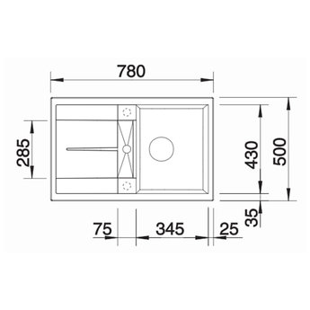 Blanco Zwarte Spoelbak Blanco METRA 45 S -525914-Automatische bediening-Black line