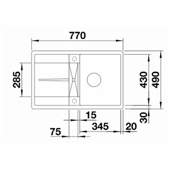 Blanco Zwarte Spoelbak Blanco METRA 45 SF -525917-Vlakbouw-Automatische bediening-Black line