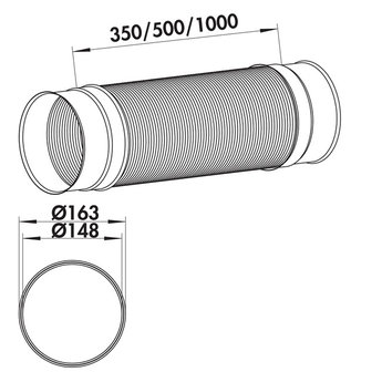 Flexibele Ronde buis afzuigkap SR-R flex Ø 150mm Compair Steel flow 500mm