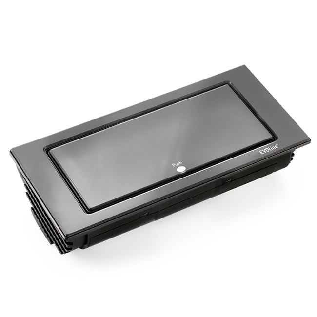 EVOline 159311010800 roestvrij stalen poort Push zwart 2X Schuko A USB-C oplader wipdeksel EVOline 159311010800 roestvrij stalen poort Push zwart 2X Schuko A USB-C oplader wipdeksel