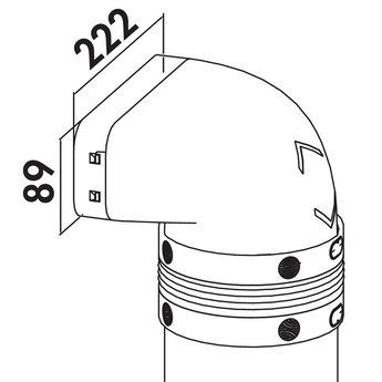 Compair Prime Flow P-UR 150 omkeerstuk 90° met ronde buis, Verbindingselement, L 500 mm, lichtgrijs