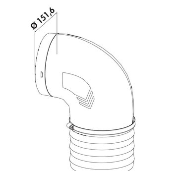 Compair Prime Flow P-RBVX 150 boisbocht 90° met flexibele buis, Verbindingselement, L 1000 mm, lichtgrijs