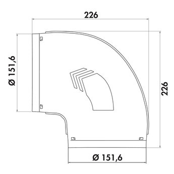 Compair Prime Flow P-RBVX 150 boisbocht 90° met flexibele buis, Verbindingselement, L 1000 mm, lichtgrijs