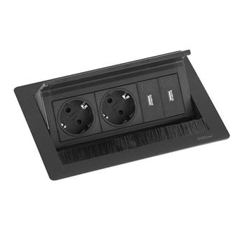 Evoline Evoline Flip Top Push USB | Mat zwart 2-voudig - 2 x USB