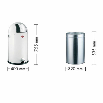 Wesco Kickboy, Nieuw Zilver 40 liter, pedaalemmer