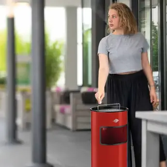 Wesco Staande Asbak en afvalbak, Nieuw zilver 30 liter - Hoogte: 640mm