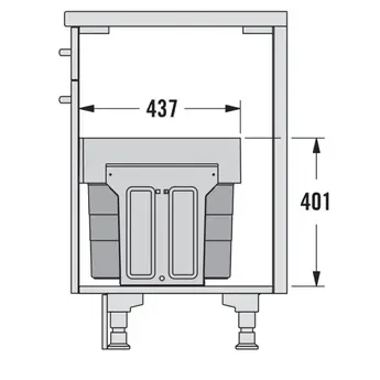 Hailo Inbouw afvalemmer-AS Tandem 13/13 liter Voluittrek - 26 liter