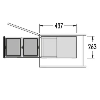 Hailo Inbouw afvalemmer-AS Tandem 13/13 liter Voluittrek - 26 liter