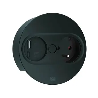 TWIST 2.0 Rond Met USB A&C-Zwart-Kan automatisch worden geopend