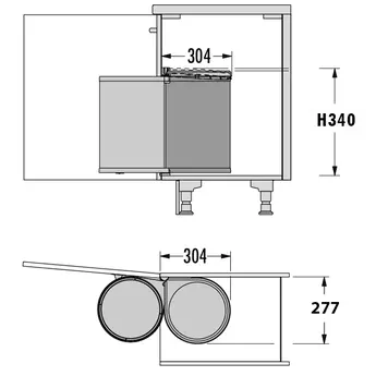Wesco Rondo, Wit 13 liter inbouw afvalemmer