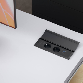 VersaLid inbouw stopcontact met USB-C – zwart | Compact, strak en multifunctioneel voor keuken en kantoor