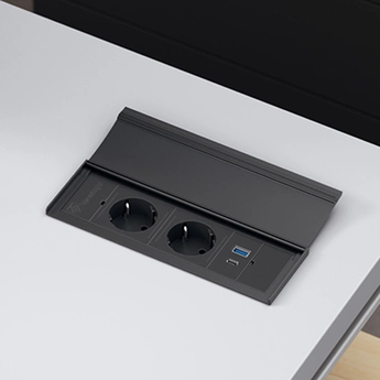 VersaLid inbouw stopcontact met USB-C – zwart | Compact, strak en multifunctioneel voor keuken en kantoor