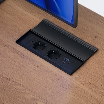 VersaLid inbouw stopcontact met USB-C – zwart | Compact, strak en multifunctioneel voor keuken en kantoor