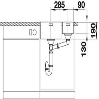 Blanco ANDANO 340/180, Onderbouw, grote bak links