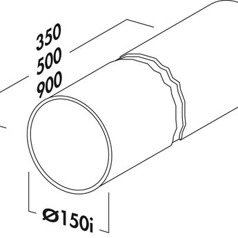 Buis 150 ronde buis, los, 350 mm lang, wit