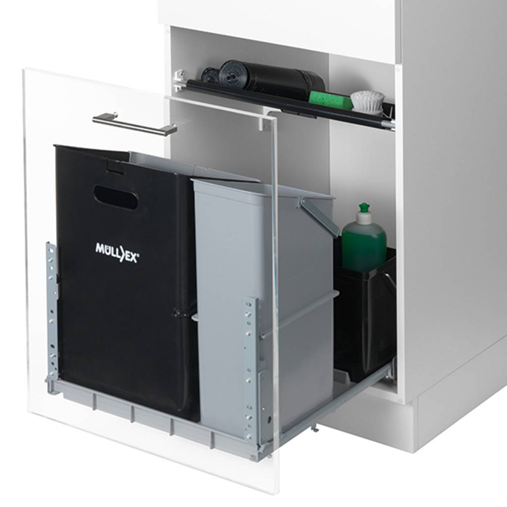 Cestino Estraibile Naber Müllex Single 35 - Sistema Rifiuti Da Incasso Per Cucina - 35L, Antracite