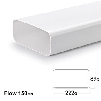 Dampkap afvoer 150mm vlakke buis 222 x 89 mm
