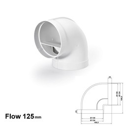 Luchtafvoer R-RBV Flow Ø125 Buisbocht 90°