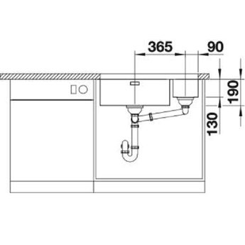 Blanco Spoelbak keuken - ANDANO 500/180U - Manuele of Automatische bediening - Grote bak rechts