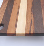 Cheeseboard made of the Brazilian hardwoods, tigerwood, greenheart, curupay a;ongside Dutch maple. A suitable size of 23x50 cm. - Copy - Copy