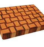 end grain cuttingboard with a woven patern of hard maple and tigerwood