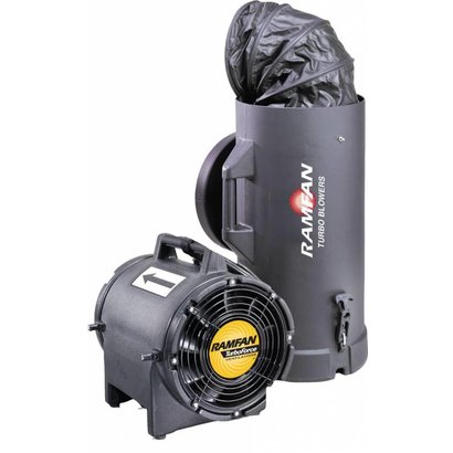 RamFan UB20xx with Quick-couple canister anti-static with a 4,6 meter duct