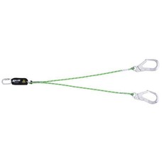 Honeywell / Miller Miller kernmantel edge forked shock absorbing lanyard 1 meter with twist lock karabiner and 2 GO65 scaffold hooks.