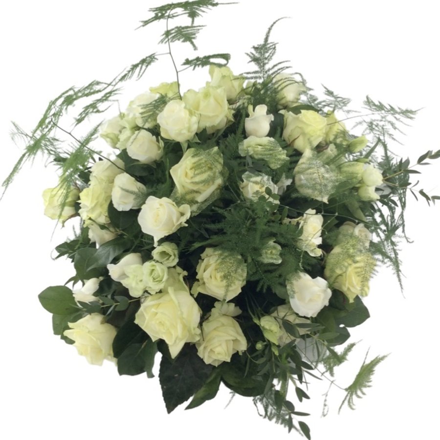 Rouwarrangement van witte rozen en combinatie-1