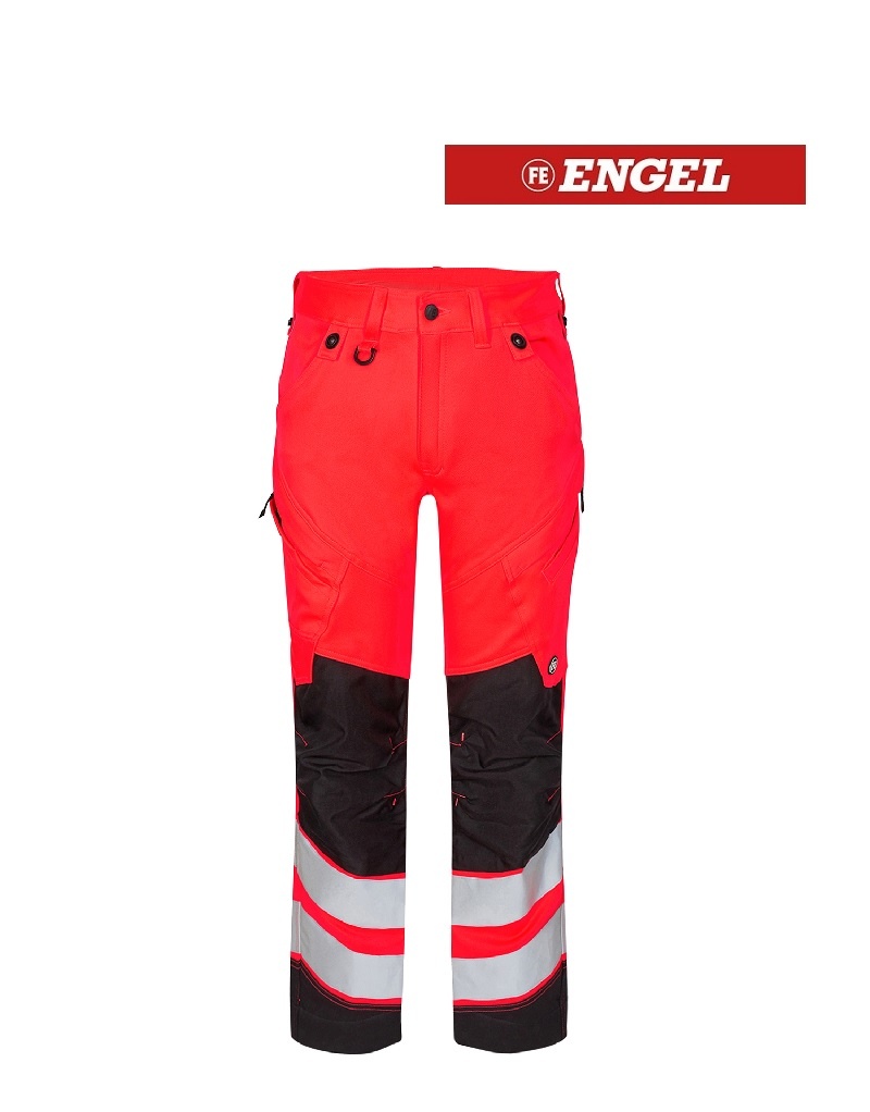 Engel Workwear - Arbeitskleidung für Profis FE2544.4720 K.S - Hose, EN 20741 Klass 2, Leuchtrot mit Schwarz