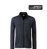 James Nicholson JN862 black - Strickfleecejacke, Stehkragen, melange