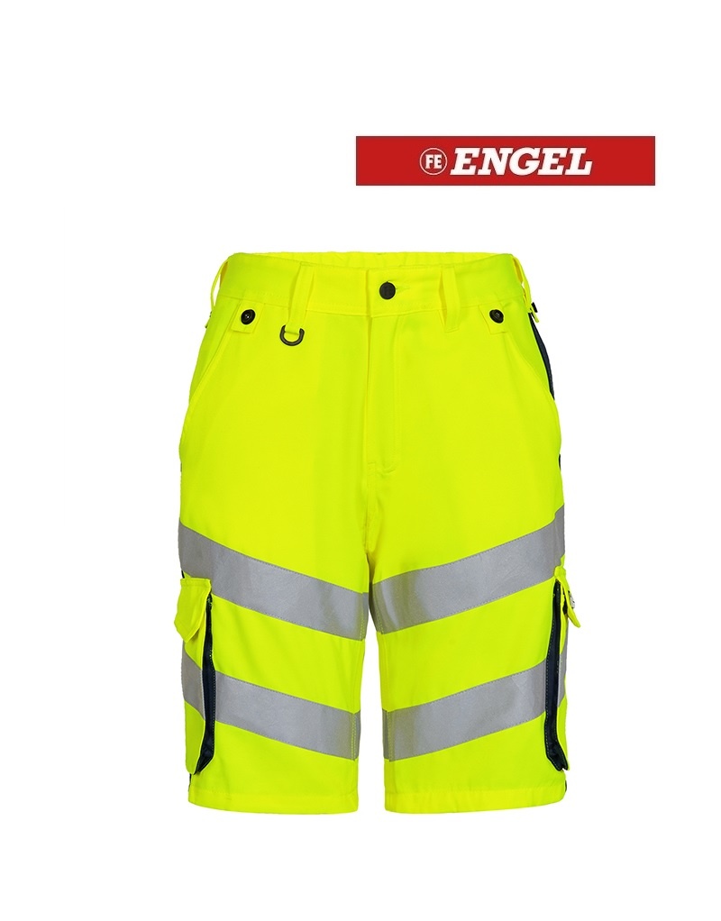 Engel Workwear - Arbeitskleidung für Profis FE6545.38165.S - Warnschutzhose kurz, EN 20741 Klasse 1, gelb-blau