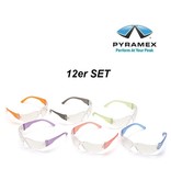 Pyramex ES4110SMP 12er - Schutzbrille - Randloser Schutz, 12er Set mit verschieden Bügelfarben