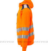 Payper Leader Fluoorange -  Herren-Warnschutz-Sweatjacke mit Kapuze, Reflexstreifen, Orange/Marineblau