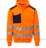 Payper Leader Fluoorange -  Herren-Warnschutz-Sweatjacke mit Kapuze, Reflexstreifen, Orange/Marineblau