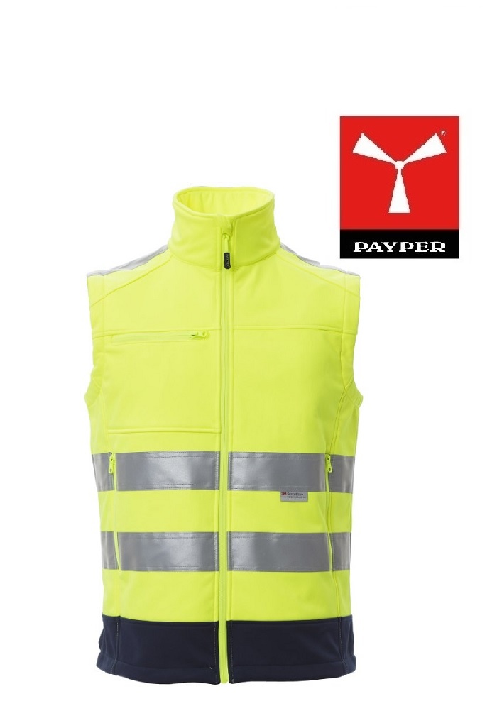 Payper Traffic gelb (Flurogelb) - Herren-Warnschutzweste, tailliert, zweifarbig, wasserfest