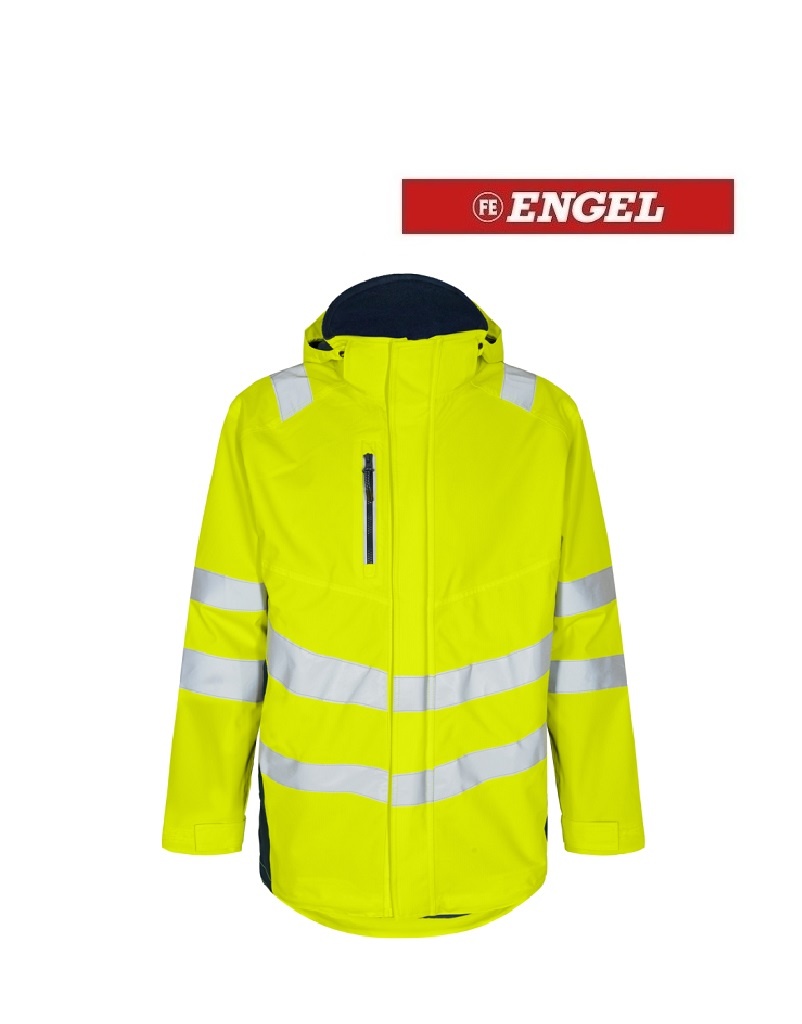 Engel Workwear - Arbeitskleidung für Profis FE1145.38165.S. Regen-Parka EN 20471 Kl. 3, Gelb mit Dunkelblau